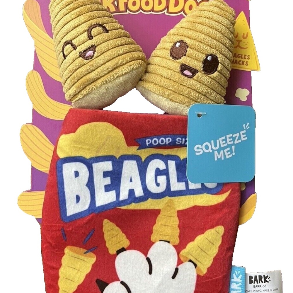 Bark Box Junk Food Beagles Plush Dog Toy Crinkle & Squeaks XS/SMALL